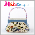 Blue Flowers Pattern Vintage Bag Ring Display Holder Bag